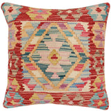 handmade Traditional Pillow Red Blue Hand-Woven SQUARE 100% WOOL Hand woven turkish pillow2' x 2'