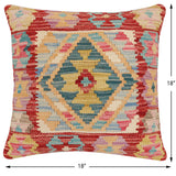 handmade Traditional Pillow Red Blue Hand-Woven SQUARE 100% WOOL Hand woven turkish pillow2' x 2'