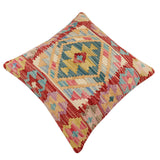 handmade Traditional Pillow Red Blue Hand-Woven SQUARE 100% WOOL Hand woven turkish pillow2' x 2'