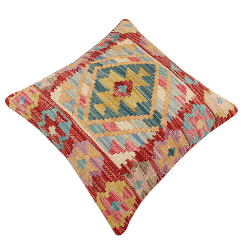 handmade Traditional Pillow Red Blue Hand-Woven SQUARE 100% WOOL Hand woven turkish pillow2 x 2