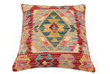 handmade Traditional Pillow Red Blue Hand-Woven SQUARE 100% WOOL Hand woven turkish pillow2' x 2'