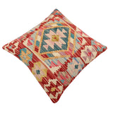 handmade Traditional Pillow Red Blue Hand-Woven SQUARE 100% WOOL Hand woven turkish pillow2' x 2'