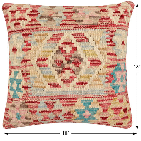 handmade Traditional Pillow Red Blue Hand-Woven SQUARE 100% WOOL Hand woven turkish pillow2 x 2