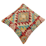 handmade Traditional Pillow Red Blue Hand-Woven SQUARE 100% WOOL Hand woven turkish pillow2' x 2'