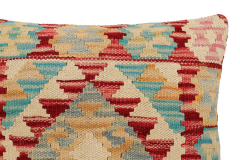 handmade Traditional Pillow Red Blue Hand-Woven SQUARE 100% WOOL Hand woven turkish pillow2 x 2