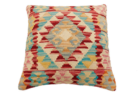 handmade Traditional Pillow Red Blue Hand-Woven SQUARE 100% WOOL Hand woven turkish pillow2 x 2