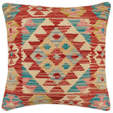 handmade Traditional Pillow Red Blue Hand-Woven SQUARE 100% WOOL Hand woven turkish pillow2' x 2'