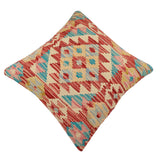 handmade Traditional Pillow Red Blue Hand-Woven SQUARE 100% WOOL Hand woven turkish pillow2' x 2'