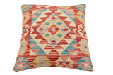 handmade Traditional Pillow Red Blue Hand-Woven SQUARE 100% WOOL Hand woven turkish pillow2' x 2'