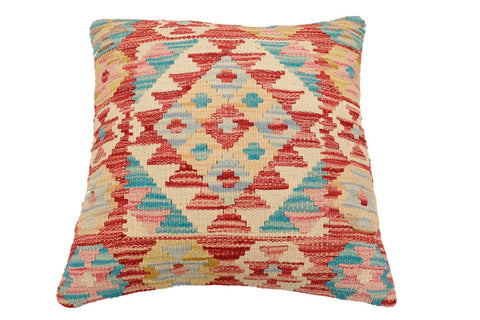 handmade Traditional Pillow Red Blue Hand-Woven SQUARE 100% WOOL Hand woven turkish pillow2 x 2