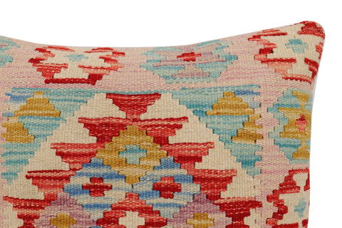 handmade Traditional Pillow Red Blue Hand-Woven SQUARE 100% WOOL Hand woven turkish pillow2 x 2