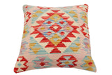 handmade Traditional Pillow Red Blue Hand-Woven SQUARE 100% WOOL Hand woven turkish pillow2' x 2'