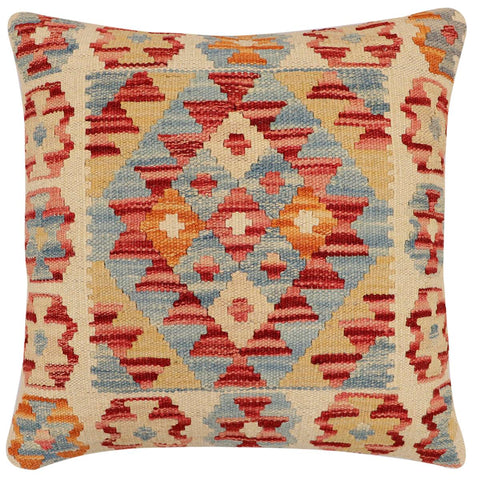 handmade Traditional Pillow Red Blue Hand-Woven SQUARE 100% WOOL Hand woven turkish pillow2 x 2