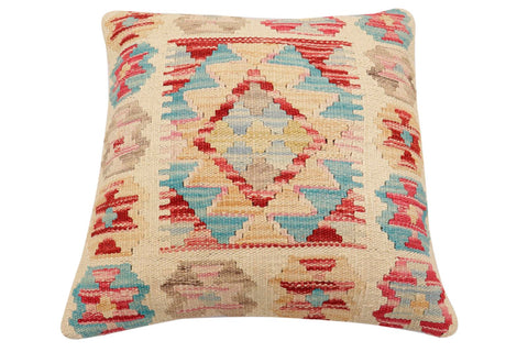 handmade Traditional Pillow Beige Red Hand-Woven SQUARE 100% WOOL Hand woven turkish pillow2 x 2