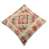 handmade Traditional Pillow Beige Red Hand-Woven SQUARE 100% WOOL Hand woven turkish pillow2' x 2'