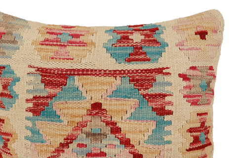 handmade Traditional Pillow Beige Red Hand-Woven SQUARE 100% WOOL Hand woven turkish pillow2 x 2