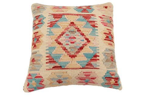 handmade Traditional Pillow Beige Red Hand-Woven SQUARE 100% WOOL Hand woven turkish pillow2 x 2