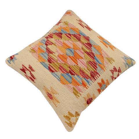 handmade Traditional Pillow Beige Rust Hand-Woven SQUARE 100% WOOL Hand woven turkish pillow2 x 2