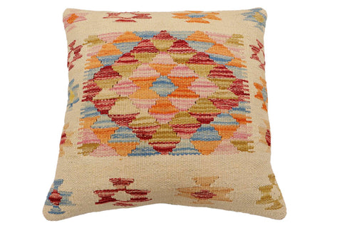 handmade Traditional Pillow Beige Rust Hand-Woven SQUARE 100% WOOL Hand woven turkish pillow2 x 2