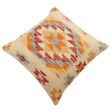 handmade Traditional Pillow Beige Rust Hand-Woven SQUARE 100% WOOL Hand woven turkish pillow2' x 2'