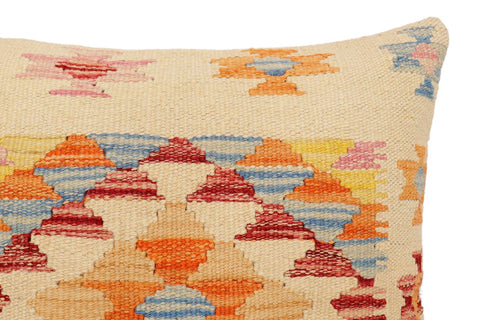 handmade Traditional Pillow Beige Rust Hand-Woven SQUARE 100% WOOL Hand woven turkish pillow2 x 2