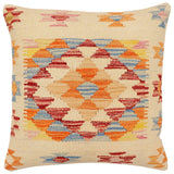 handmade Traditional Pillow Beige Rust Hand-Woven SQUARE 100% WOOL Hand woven turkish pillow2' x 2'
