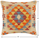 handmade Traditional Pillow Beige Rust Hand-Woven SQUARE 100% WOOL Hand woven turkish pillow2' x 2'
