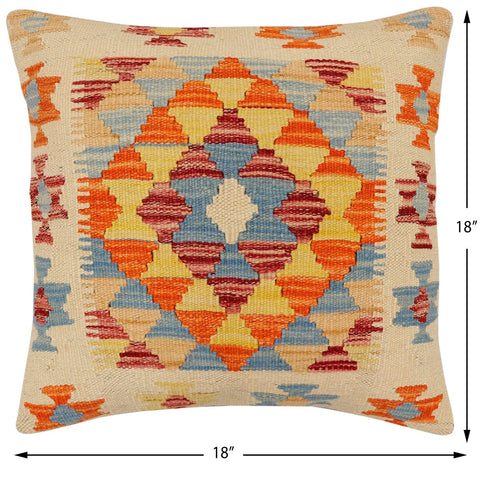 handmade Traditional Pillow Beige Rust Hand-Woven SQUARE 100% WOOL Hand woven turkish pillow2 x 2