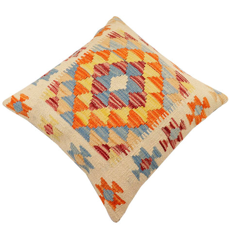handmade Traditional Pillow Beige Rust Hand-Woven SQUARE 100% WOOL Hand woven turkish pillow2 x 2
