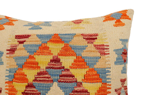 handmade Traditional Pillow Beige Rust Hand-Woven SQUARE 100% WOOL Hand woven turkish pillow2 x 2