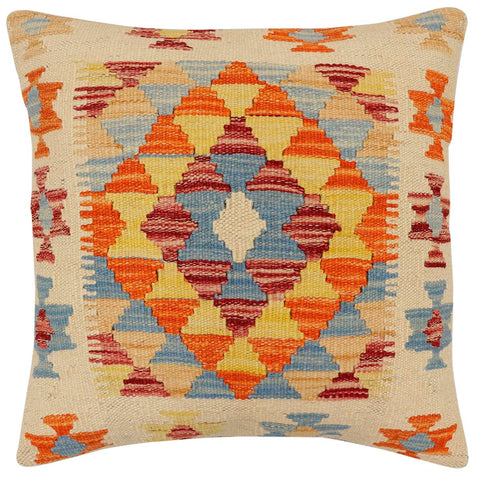 handmade Traditional Pillow Beige Rust Hand-Woven SQUARE 100% WOOL Hand woven turkish pillow2 x 2