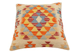 handmade Traditional Pillow Beige Rust Hand-Woven SQUARE 100% WOOL Hand woven turkish pillow2' x 2'
