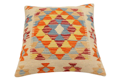 handmade Traditional Pillow Beige Rust Hand-Woven SQUARE 100% WOOL Hand woven turkish pillow2 x 2