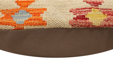 handmade Traditional Pillow Beige Rust Hand-Woven SQUARE 100% WOOL Hand woven turkish pillow2 x 2