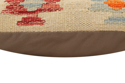 handmade Traditional Pillow Beige Rust Hand-Woven SQUARE 100% WOOL Hand woven turkish pillow2 x 2