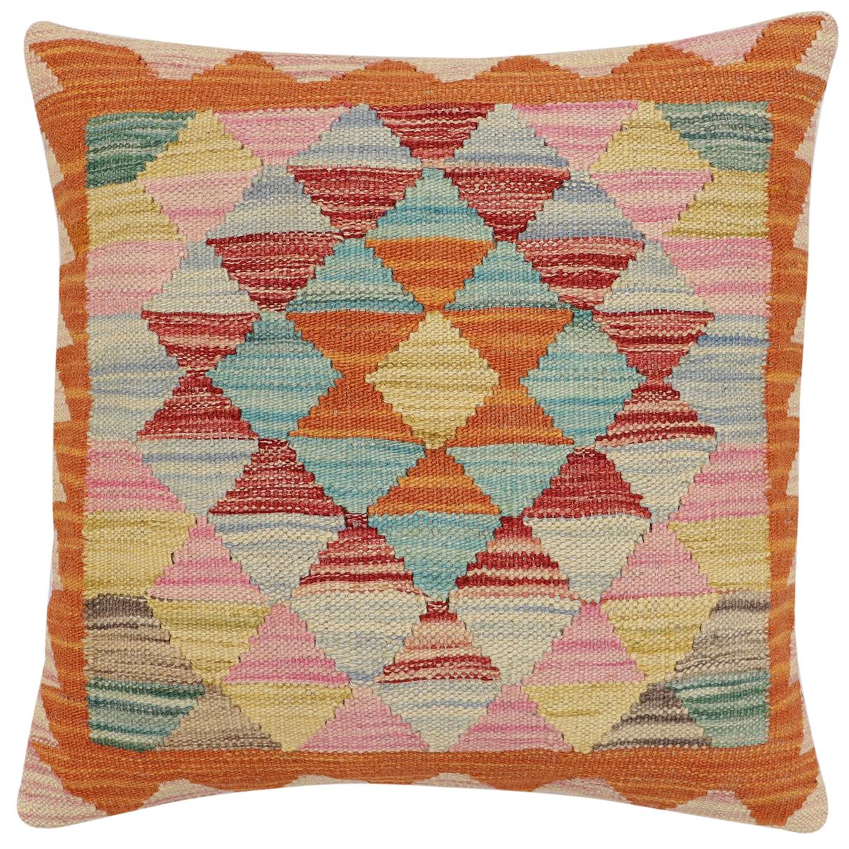 handmade Traditional Pillow Rust Red Hand-Woven SQUARE 100% WOOL Hand woven turkish pillow2' x 2'