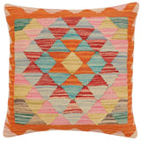 handmade Traditional Pillow Rust Red Hand-Woven SQUARE 100% WOOL Hand woven turkish pillow2' x 2'