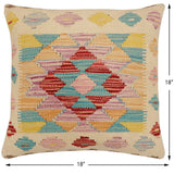 handmade Traditional Pillow Beige Red Hand-Woven SQUARE 100% WOOL Hand woven turkish pillow2' x 2'