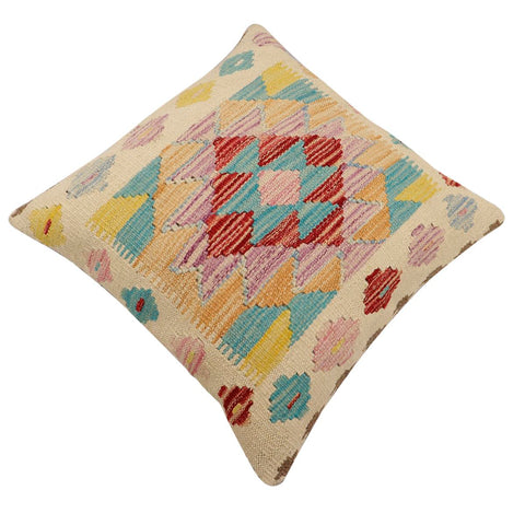 handmade Traditional Pillow Beige Red Hand-Woven SQUARE 100% WOOL Hand woven turkish pillow2 x 2