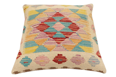 handmade Traditional Pillow Beige Red Hand-Woven SQUARE 100% WOOL Hand woven turkish pillow2 x 2