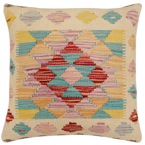 handmade Traditional Pillow Beige Red Hand-Woven SQUARE 100% WOOL Hand woven turkish pillow2 x 2