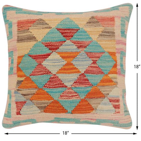 handmade Traditional Pillow Red Rust Hand-Woven SQUARE 100% WOOL Hand woven turkish pillow2 x 2