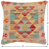 handmade Traditional Pillow Red Blue Hand-Woven SQUARE 100% WOOL Hand woven turkish pillow2' x 2'