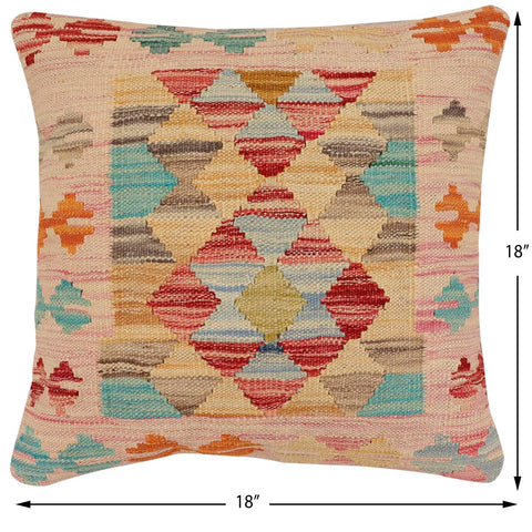 handmade Traditional Pillow Red Blue Hand-Woven SQUARE 100% WOOL Hand woven turkish pillow2 x 2