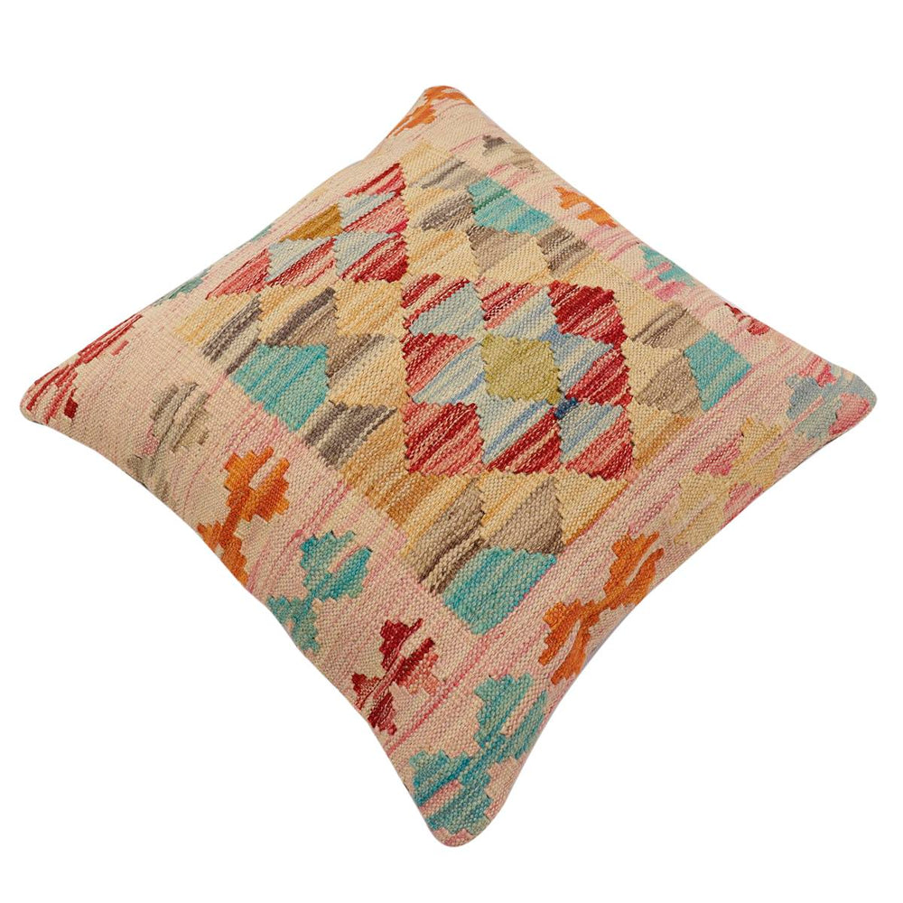 handmade Traditional Pillow Red Blue Hand-Woven SQUARE 100% WOOL Hand woven turkish pillow2' x 2'