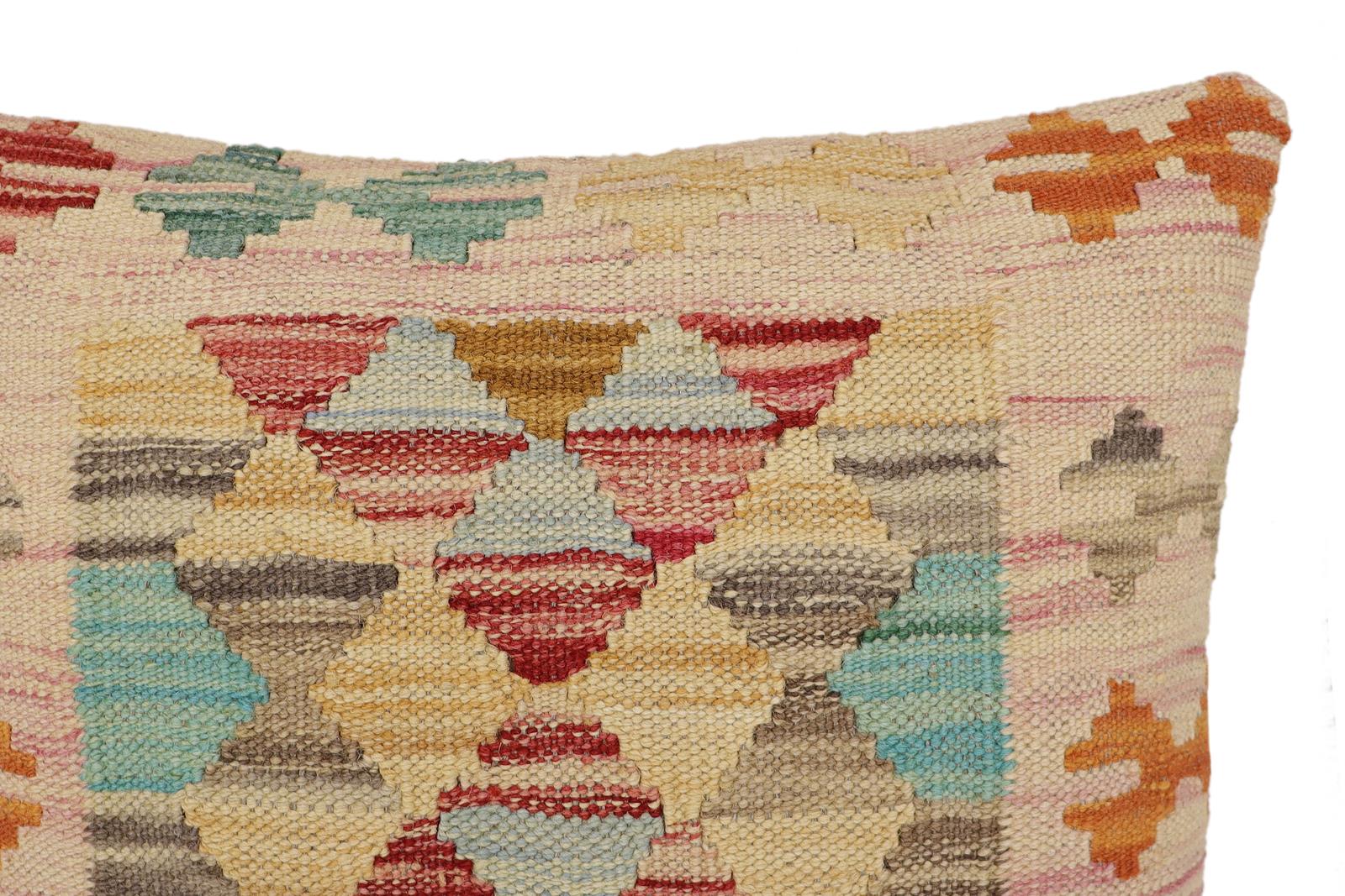 handmade Traditional Pillow Red Blue Hand-Woven SQUARE 100% WOOL Hand woven turkish pillow2' x 2'