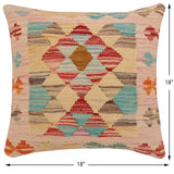 handmade Traditional Pillow Red Blue Hand-Woven SQUARE 100% WOOL Hand woven turkish pillow2' x 2'