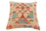 handmade Traditional Pillow Red Blue Hand-Woven SQUARE 100% WOOL Hand woven turkish pillow2' x 2'
