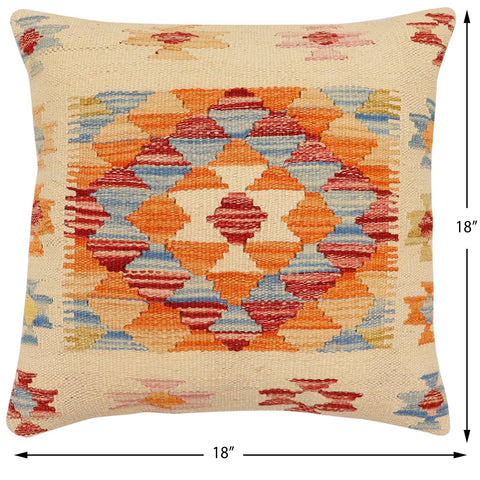 handmade Traditional Pillow Beige Rust Hand-Woven SQUARE 100% WOOL Hand woven turkish pillow2 x 2