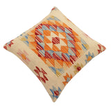 handmade Traditional Pillow Beige Rust Hand-Woven SQUARE 100% WOOL Hand woven turkish pillow2' x 2'